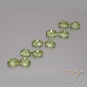 Demantoid Garnet Gemstones in 4 x 3.2 mm Size for Sale, Demantoid Garnet Stones in Medium Green Color