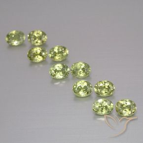 2.14 ctw Green Demantoid Garnet Stones, Natural Demantoid Garnet in Oval Facet Shape for Sale