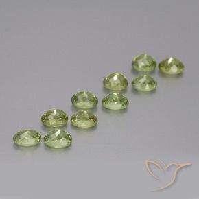 Demantoid Garnet Gemstones in 4.1 x 3.2 mm Size for Sale, Demantoid Garnet Stones in Warm Earthy Green Color