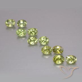 2.40 ctw Green Demantoid Garnet Stones, Natural Demantoid Garnet in Oval Facet Shape for Sale