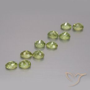 Demantoid Garnet Gemstones in 4 x 3 mm (calibrated) Size for Sale, Demantoid Garnet Stones in Warm Earthy Green Color