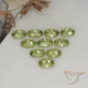 Demantoid Garnet Gemstones in 4 x 3 mm (calibrated) Size for Sale, Demantoid Garnet Stones in Olive Green Color