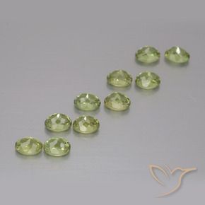 Demantoid Garnet Gemstones in 4 x 3.1 mm Size for Sale, Demantoid Garnet Stones in Medium Green Color