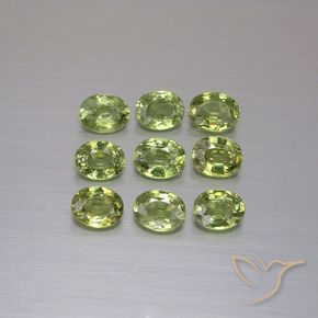 2.11 ctw Green Demantoid Garnet Stones, Natural Demantoid Garnet in Oval Facet Shape for Sale