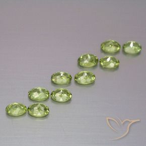 Demantoid Garnet Gemstones in 4 x 3 mm (calibrated) Size for Sale, Demantoid Garnet Stones in Olive Green Color