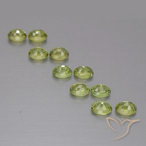 Demantoid Garnet Gemstones in 4.1 x 3.2 mm Size for Sale, Demantoid Garnet Stones in Medium Light Green Color