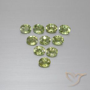 2.05 ctw Green Demantoid Garnet Stones, Natural Demantoid Garnet in Oval Facet Shape for Sale