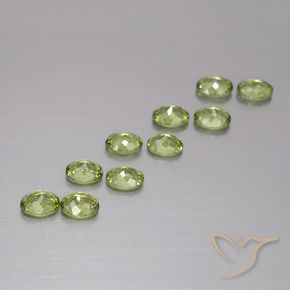 Demantoid Garnet Gemstones in 4 x 3 mm (calibrated) Size for Sale, Demantoid Garnet Stones in Warm Green Color