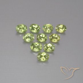 2.08 ctw Green Demantoid Garnet Stones, Natural Demantoid Garnet in Oval Facet Shape for Sale
