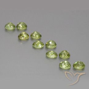Demantoid Garnet Gemstones in 4.1 x 3.2 mm Size for Sale, Demantoid Garnet Stones in Light Earthy Green Color