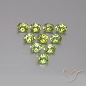 2.08 ctw Green Demantoid Garnet Stones, Natural Demantoid Garnet in Oval Facet Shape for Sale
