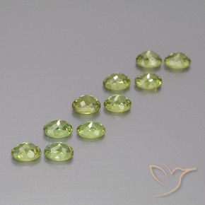 Demantoid Garnet Gemstones in 4 x 3 mm (calibrated) Size for Sale, Demantoid Garnet Stones in Warm Earthy Green Color