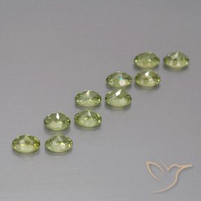 Demantoid Garnet Gemstones in 4 x 3 mm (calibrated) Size for Sale, Demantoid Garnet Stones in Olive Green Color