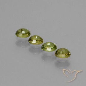 Demantoid Garnet Gemstones in 4 x 3 mm (calibrated) Size for Sale, Demantoid Garnet Stones in Yellowish Green Color