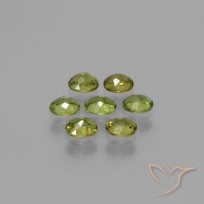 Demantoid Garnet Gemstones in 3.9 x 3.1 mm Size for Sale, Demantoid Garnet Stones in Yellowish Green Color
