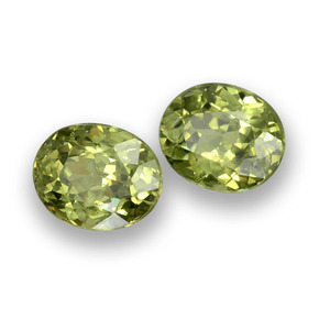 0.94 ctw Green Demantoid Garnet Stones, Natural Demantoid Garnet in Oval Facet Shape for Sale