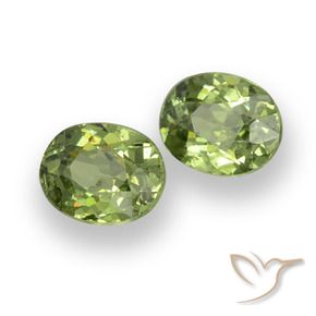 0.88 ctw Green Demantoid Garnet Stones, Natural Demantoid Garnet in Oval Facet Shape for Sale