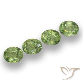 1.48 ctw Green Demantoid Garnet Stones, Natural Demantoid Garnet in Oval Facet Shape for Sale