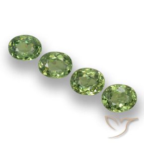 1.42 ctw Green Demantoid Garnet Stones, Natural Demantoid Garnet in Oval Facet Shape for Sale
