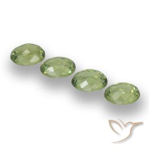 Demantoid Garnet Gemstones in 4.6 x 3.7 mm Size for Sale, Demantoid Garnet Stones in Warm Green Color