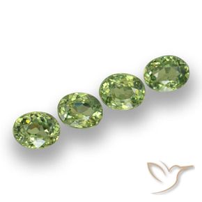 1.31 ctw Green Demantoid Garnet Stones, Natural Demantoid Garnet in Oval Facet Shape for Sale