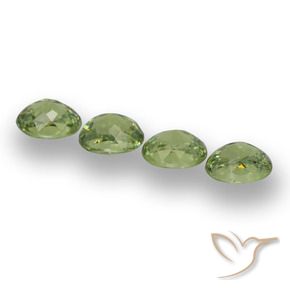 Demantoid Garnet Gemstones in 4.4 x 3.5 mm Size for Sale, Demantoid Garnet Stones in Warm Green Color