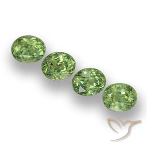 1.57 ctw Green Demantoid Garnet Stones, Natural Demantoid Garnet in Oval Facet Shape for Sale