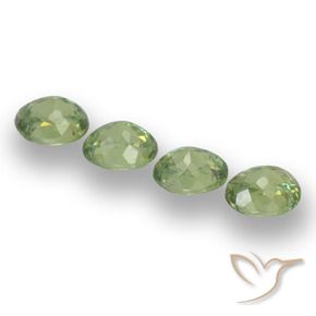 Demantoid Garnet Gemstones in 4.8 x 4 mm Size for Sale, Demantoid Garnet Stones in Warm Green Color
