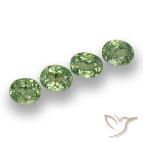1.30 ctw Green Demantoid Garnet Stones, Natural Demantoid Garnet in Oval Facet Shape for Sale
