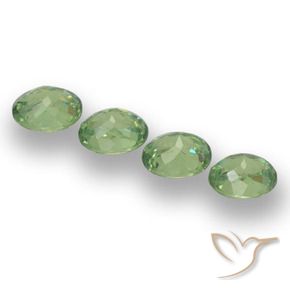 Demantoid Garnet Gemstones in 4.3 x 3.6 mm Size for Sale, Demantoid Garnet Stones in Light Sage Green Color