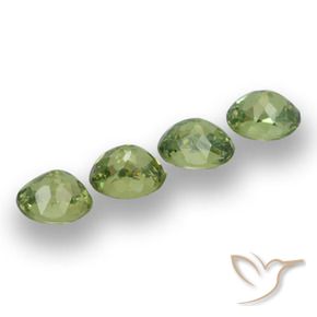 Demantoid Garnet Gemstones in 4.5 x 3.8 mm Size for Sale, Demantoid Garnet Stones in Warm Green Color