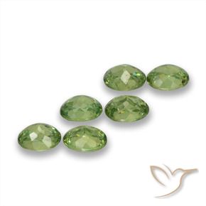 Demantoid Garnet Gemstones in 4.3 x 3.5 mm Size for Sale, Demantoid Garnet Stones in Warm Green Color