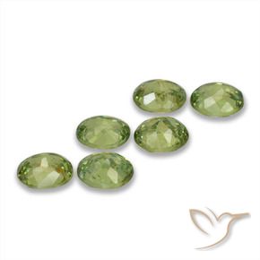 Demantoid Garnet Gemstones in 4.3 x 3.5 mm Size for Sale, Demantoid Garnet Stones in Olive Green Color