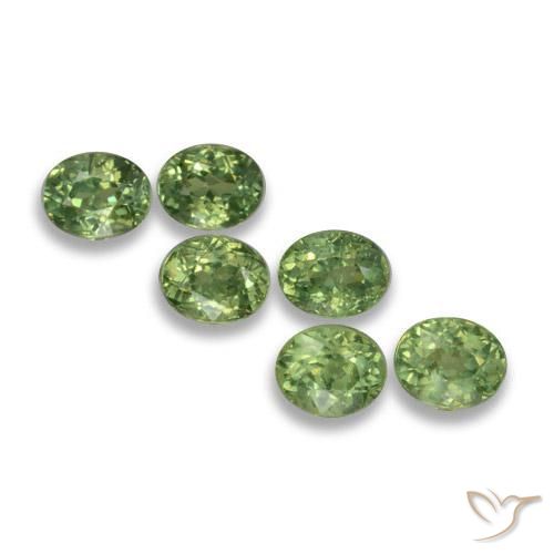 2.20 ctw Green Demantoid Garnet Stones, Natural Demantoid Garnet in Oval Facet Shape for Sale