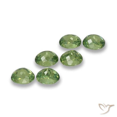 Demantoid Garnet Gemstones in 4.4 x 3.5 mm Size for Sale, Demantoid Garnet Stones in Forest Green Color