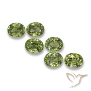 2.04 ctw Green Demantoid Garnet Stones, Natural Demantoid Garnet in Oval Facet Shape for Sale