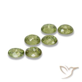 Demantoid Garnet Gemstones in 4.4 x 3.6 mm Size for Sale, Demantoid Garnet Stones in Medium Green Color