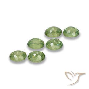 Demantoid Garnet Gemstones in 4.3 x 3.4 mm Size for Sale, Demantoid Garnet Stones in Forest Green Color