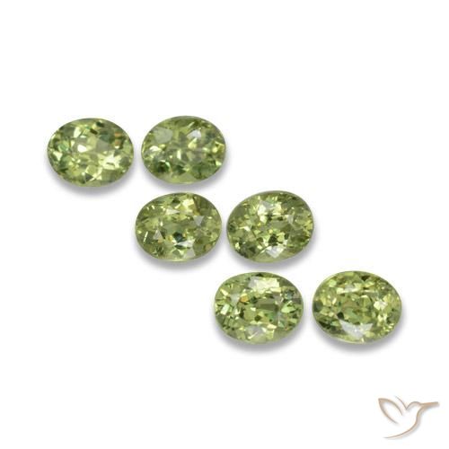2.06 ctw Green Demantoid Garnet Stones, Natural Demantoid Garnet in Oval Facet Shape for Sale