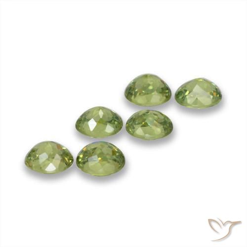 Demantoid Garnet Gemstones in 4.4 x 3.5 mm Size for Sale, Demantoid Garnet Stones in Olive Green Color