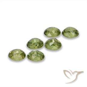Demantoid Garnet Gemstones in 4.4 x 3.5 mm Size for Sale, Demantoid Garnet Stones in Yellowish Green Color