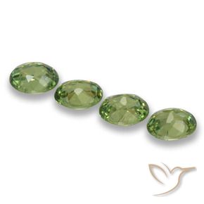 Demantoid Garnet Gemstones in 4.4 x 3.5 mm Size for Sale, Demantoid Garnet Stones in Warm Green Color