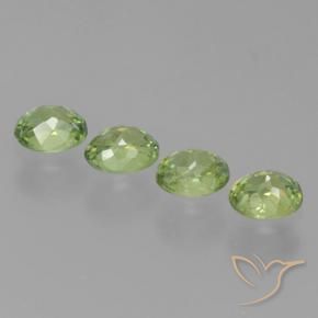 Demantoid Garnet Gemstones in 4.3 x 3.5 mm Size for Sale, Demantoid Garnet Stones in Lime Green Color