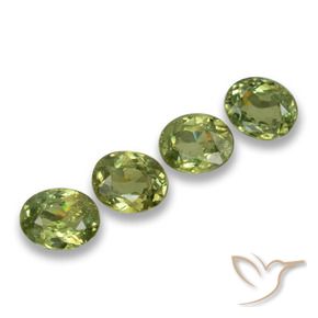 1.14 ctw Green Demantoid Garnet Stones, Natural Demantoid Garnet in Oval Facet Shape for Sale
