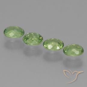 Demantoid Garnet Gemstones in 4.5 x 3.6 mm Size for Sale, Demantoid Garnet Stones in Medium Green Color