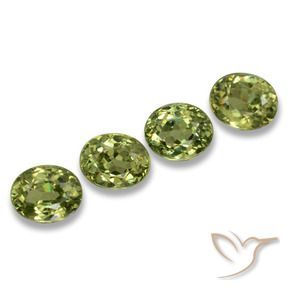 1.30 ctw Green Demantoid Garnet Stones, Natural Demantoid Garnet in Oval Facet Shape for Sale