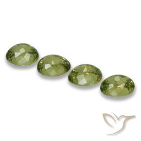 Demantoid Garnet Gemstones in 4.3 x 3.5 mm Size for Sale, Demantoid Garnet Stones in Medium Green Color