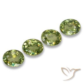 1.23 ctw Green Demantoid Garnet Stones, Natural Demantoid Garnet in Oval Facet Shape for Sale