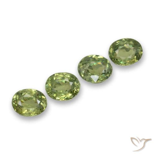 1.80 ctw Green Demantoid Garnet Stones, Natural Demantoid Garnet in Oval Facet Shape for Sale