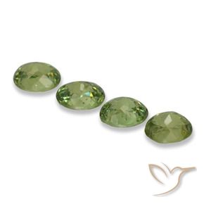 Demantoid Garnet Gemstones in 5 x 4 mm (calibrated) Size for Sale, Demantoid Garnet Stones in Light Forest Green Color